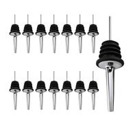 GWAWG Speed Pourer 15 PCS Stainless Steel Freeflow Speed Bottle Dispenser with Tapered Spout and Rubber Dust Caps for Wine and Spirits Bottles