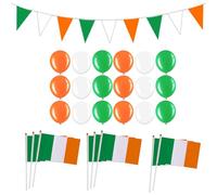 GWAWG St Patricks Day Decorations,10M St Patrick's Day Pennant Banner with 18Pcs Balloons 8 Hand Waved Flags, Irish Green White Orange Triangle Flags for St. Patrick's Day Celebrations