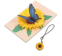 GWAWG Sunflower Pop up Card, 3D Paper Carving Greeting Card, Sunflower Ornament for Ladies Girl, Get Well Soon Cards, Thank You Cards, Anniversary, Valentine's Day, Birthday, Teachers' Day