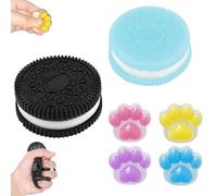 GWAWG Taba Squishy, 2 Biscuit Stress Relief Toy and 4 Mini Cat Paw Squishy, Pinching Biscuit Simulation Toy, Anxiety Relief Sensory Toy, Squeeze Toys for Girls Boys or ADHDs