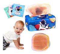 GWAWG Tissue Box Toy Baby Sensory Tissue Box Soft Stuffed High Contrast Crinkle Montessori Square Toys with Colorful Scarves for 6-24 Months Baby