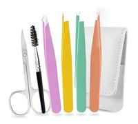 GWAWG Tweezers for Eyebrows,6 Pcs Professional Slanted and Pointed Stainless Steel Tweezer Set Tweezers for Facial Hair Women for Ingrown Hair Facial Hair Eyelash Extension and Splinter