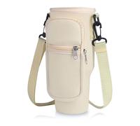GWAWG Water Bottle Carrier Bag,Water Bottle Sling Fit Stanley Tumbler 40oz Bottle Pouch Holder with Reusable Silicone Straw Cover for Travel, Camping, Mountaineering (Beige)