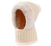 GWAWG Winter Beanie Hat Scarf Set, 2 in 1 Thicken Soft Fleece Lining Knitted Hat Circle Neck Warmer for Women Men Ski Daily Outdoor Sport Beige