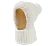 GWAWG Winter Beanie Hat Scarf Set, 2 in 1 Thicken Soft Fleece Lining Knitted Hat Circle Neck Warmer for Women Men Ski Daily Outdoor Sport White