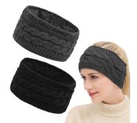GWAWG Winter Headbands for Women's Hair, Winter Cable Knit Headbands, Vans Chunky Elastic Thermal Headbands, Warmers Comfy Ear Muffs Crochet Ladies Head Band Ski Walks Gifts for Women Girl