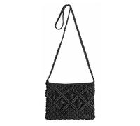 GWAWG Women Handwoven Cross body Purse Summer Beach Straw Messenger Bag，Zipper Design,Multi Purpose Portable Bag (Black)