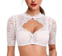 GWAWG Women's Black Lace Dirndl Blouse, Oktoberfest Costume, Short Sleeve, One Size