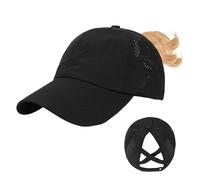 GWAWG Womens Criss Cross Ponytail Baseball Cap,High Messy Bun Ponycap Quick Drying Mesh Outdoor Sports Hat with Ponytail Hole Adjustable Travel Summer Hat Black