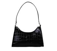 GWAWG Women's Crocodile Embossed Patent Shoulder Bag,Retro Y2K Clutch Purse,Small Black Handbag,25x17x7cm,Classic Clutch Shoulder Bag for Daily Use, Shopping