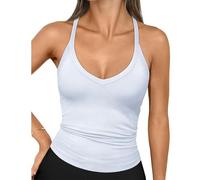 GWAWG Women's V-Neck Vest Basic Fitness Yoga Top - Sleeveless Lazy Neutral Style