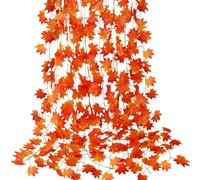 GWAWG12 pcs Autumn Leaf Garland, Hanging Maple Vines, Autumn decor,Artificial Fall Leaves For Thanksgiving Decor, Halloween,Home,Wedding, Fireplace, Party