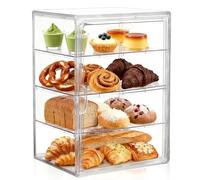 GWBPES Pastrys Display Case, 4 Tier Bread Bin Clear Cake Display Cabinet Large Bread Storage Containers Acrylic Countertop Bakery Displayer For Breads Dessert Cookie Baking