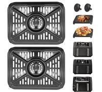 GWBSXM Air Fryer Grill Plate for Ninja Foodi AF500UK 10.4L 7 in 1 AF400UK 9.5L 6 in1 DualZone 2 Drawers Air Fryer, Replacement Air Fryer Crisper Plate Grill Pan Tray Accessories, Dishwasher Safe