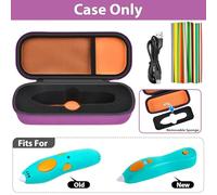 GWCASE Case Compatible with 3Doodler Start+ Essentials (2024 2023) 3D Printing Pen for Kids, Travel Organizer Carryer for Filament Refill Packs, USB Charger (Box Only) (Purple with Orange Inner)
