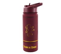 Licensed Harry Potter Gryffindor 'Double Stainless Steel 304' Water Bottle with Embossed Logo in Gold & Brave at Heart in Gold, Capacity 530ml (18oz), Storage 16 Hours hot and 12 Hours Cold