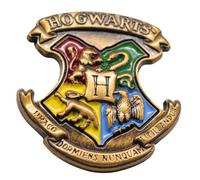 GWCC Harry Potter Hogwarts Crest Pin Badge Official Licensed Enamel Metal Brooch - Silver Plated Brass Hogwarts House Shield Badge for Fans, Collectors & Wizarding World Gifts, 3.4 x 2.3 cm