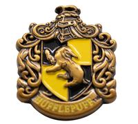 GWCC Harry Potter Hufflepuff Pin Badge Official Licensed Enamel Metal Brooch - Silver Plated Brass Badger House Crest Badge for Hufflepuff Fans, Collectors & Wizarding World Gifts, 3.4 x 2.3 cm
