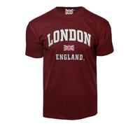 GWCC LE105MOW Unisex London England Maroon/Off White Applique Embroidery for Big and Tall, 2XL to 4XL, with Metal Union Jack pin Badge (UK, Alpha, XXL, Regular, Regular, Maroon)