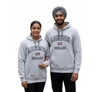 GWCC LE129 London England Applique Embroidery Hooded Sweatshirt Hoodie Ash Grey Colour XS to 2XL (as8, alpha, xx_l, regular, regular)