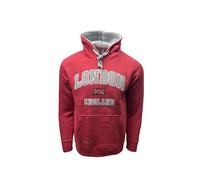 GWCC LE129 London England Applique Embroidery Hooded Sweatshirt Hoodie Ruby Red Colour XS to 4XL (as8, alpha, x_s, regular, regular)