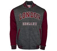 GWCC LE170CM London England Unisex Baseball Jacket Charcoal Maroon (S)
