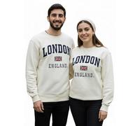 GWCC LE201OWN Unisex London England applique embroidery sweatshirt colour Off White navy embroidery Sizes XS to 4XL (UK, Alpha, M, Regular, Regular)