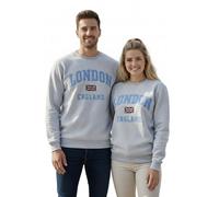 GWCC LE201PW Unisex London England Applique Embroidery Sweatshirt Polar White and Powder Blue Embroidery Sizes XS to 4XL, with Metal Union Jack Pin Badge, 2026 Colour (UK, Alpha, L, Regular, Regular)