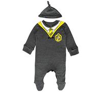 GWCC Licensed Harry Potter Baby Romper Baby Grow with Hat Hufflepuff for Boy or Girl (3-6 Months) Charcoal