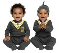 GWCC Licensed Harry Potter Baby Romper Baby Grow with Hat Hufflepuff for Boy or Girl (6-9 Months) Charcoal