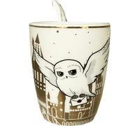 GWCC Licensed Harry Potter Hedwig, Hogwarts Mug and Spoon Set with Gold foil Print in a Gift Box