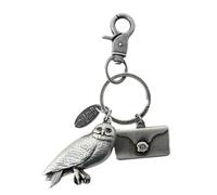 GWCC Licensed Harry Potter House Spinner Keyrings, Platform 9 3/4 and Hedwig Spinner Keychain, Harree Birthday and Hedwig Keyrings, 8 Styles (Hedwig)