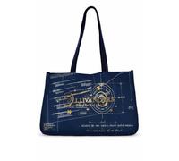 GWCC Licensed Harry Potter Ollivanders Canvas Tote Bag with Matching Purse | Eco Friendly Reusable Shopping Bag | Gold Foil Print | Blue Shoulder Bag for Travel, Work & Everyday Use