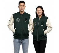 GWCC Licensed Harry Potter Varsity Baseball Jacket - Unisex Zip-Up Jacket with House Crests & Embroidery - 5 Hogwarts Designs, Sizes XS-2XL (UK, Alpha, XL, Regular, Regular, Green-Slytherin)