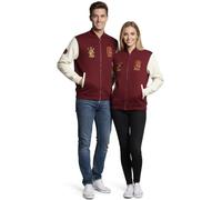 GWCC Licensed Harry Potter Unisex Gryffindor Baseball Jacket Terry Towel Embroidery Zipped Maroon/Off White Size XS to 2XL (UK, Alpha, L, Regular, Regular, Maroon/Off White)