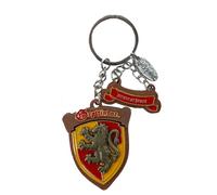 GWCC Licensed Harry Potter Wooden Enamel 3D Keyring Keychain, 5 Houses, Hogwarts, Gryffindor, Slytherin, Hufflepuff and Ravenclaw (Gryffindor)