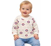GWCC Licensed London Underground “Mind the Gap” Roundel Baby Sweatshirt | All-Over Print | 100% Combed Cotton | Official TFL Product | Limited Edition (0-18 Months) (12-18 months) White