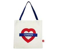 GWCC Licensed London Underground Tote Bags, with zip pocket inside, 6 Designs, London,Notting Hill, Camden Town, Oxford Circus, Piccadilly Circus and London Heart, Size 41 x 6 x 40 cm (London Heart)