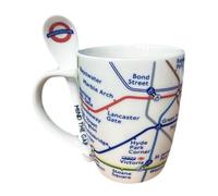 GWCC Licensed London Underground Tube Map Bone China Mug with Spoon - Official TFL Ceramic Tea & Coffee Cup Set, London Souvenir Gift Box