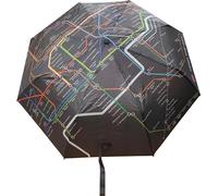 GWCC Licensed London Underground Tube Map Mini Umbrella - Compact Travel Umbrella with Sleeve Pouch - Windproof 10 Rib Folding Umbrella for Men & Women