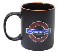 GWCC Licensed Official TFL London Underground Mug - Embossed Ceramic Coffee Mug with Iconic Tube Roundel Design, Black Travel Mug Gift for London Fans & Commuters