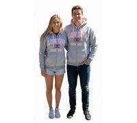 GWCC London England Zipped Hoodie 3 Colours Desert Storm, Ash Grey, Grey Pink, Sizes XS to 4XL, with Union Jack Metal Pin Badge (UK, Alpha, 4XL, Regular, Regular, Grey)