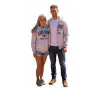 GWCC London England Zipped Hoodie 3 Colours Desert Storm, Ash Grey, Grey Pink, Sizes XS to 4XL, with Union Jack Metal Pin Badge (UK, Alpha, XXL, Regular, Regular, Ash Grey)
