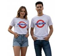 GWCC London Underground Mind The Gap White T-Shirt, Cotton Blend, Multiple Sizes XS-4XL, Classic Roundel Design (UK, Alpha, M, Regular, Regular)