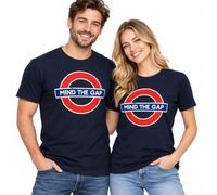 GWCC London Underground Official ‘Mind The Gap’ T-Shirt - Licensed Transport for London Tee, Unisex Navy Roundel Print, Sizes XS-4XL (2XL)