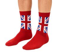 GWCC Men’s Red Union Jack Crew Socks - Premium Cotton Blend, Breathable & Stretch Fit - British Flag Mid-Length Stylish Socks (UK Size 6-11)