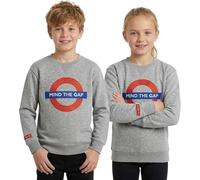GWCC Official London Underground Kids Sweatshirt - Mind The Gap Embroidered Crew Neck Jumper for Boys & Girls, Navy & Grey London Tube Sweatshirt Ages 1-13 Years