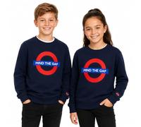 GWCC Official London Underground Kids Sweatshirt - Mind The Gap Embroidered Crew Neck Jumper for Boys & Girls, Navy & Grey London Tube Sweatshirt Ages 1-13 Years
