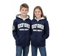 GWCC Oxford University Licensed Kids Zipped Hoodie - Official Oxford Sweatshirt with Applique Embroidery & Sleeve Patch - Soft Cotton Blend Zip Up Hooded Jumper Navy