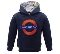 TFL™129K Kids Licensed Chain Stitch Embroidery Mind The Gap™ Hoodie Navy (11-13 Years)